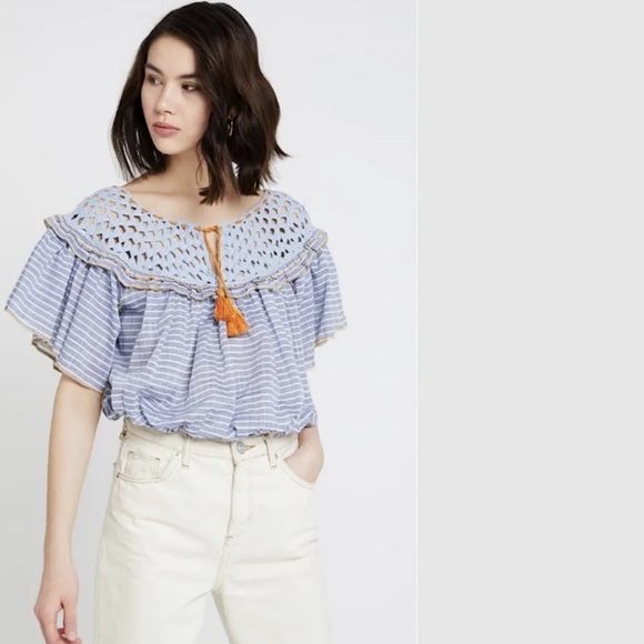 Free People Tops - Free People Allora Allora Striped Crochet Crop